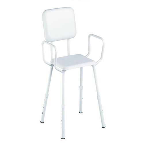 Shower Stool w/ Arms, Padded Seat & Back - 125 kg